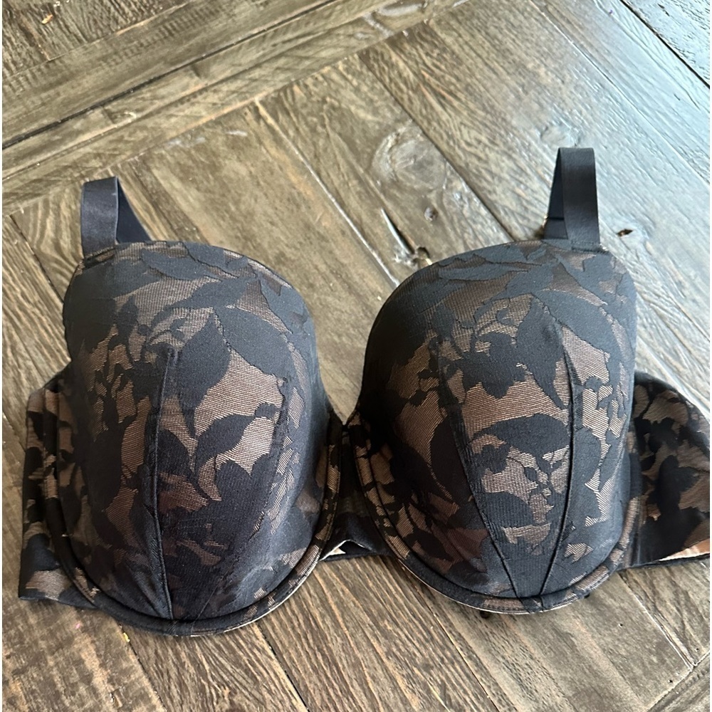 Third Love Foliage Demi Lace Black Cream Bra - 40e